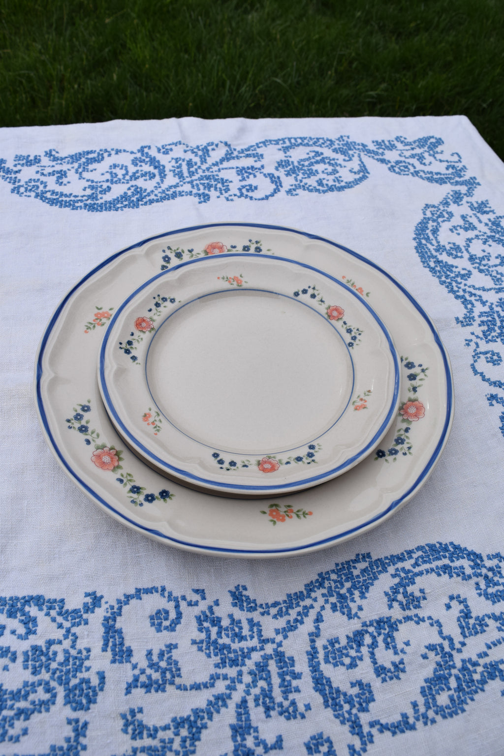 Blue and pink stoneware
