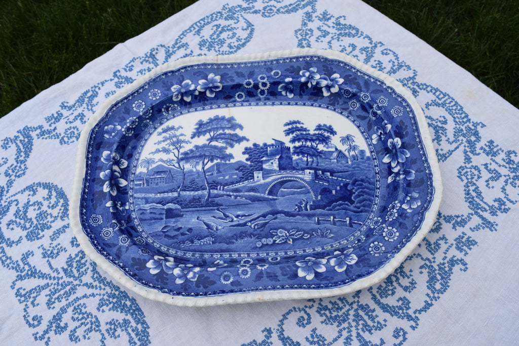 Blue and white platter