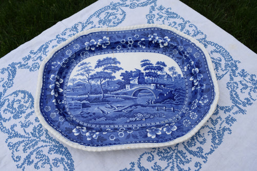 Blue and white platter