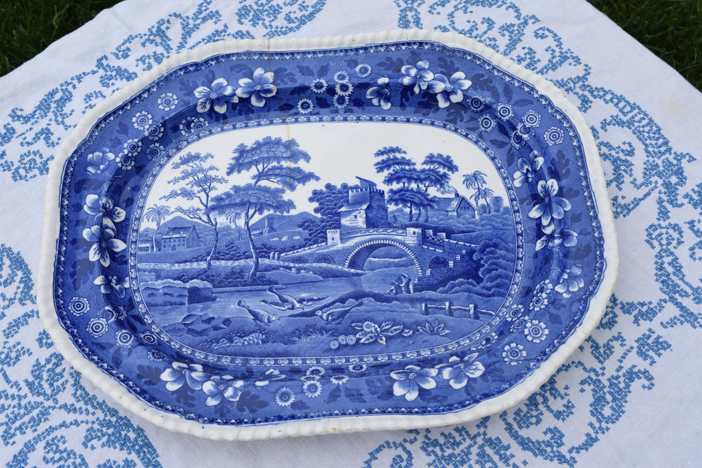 Blue and white platter